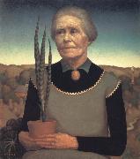 Grant Wood Woman with Plant Spain oil painting artist